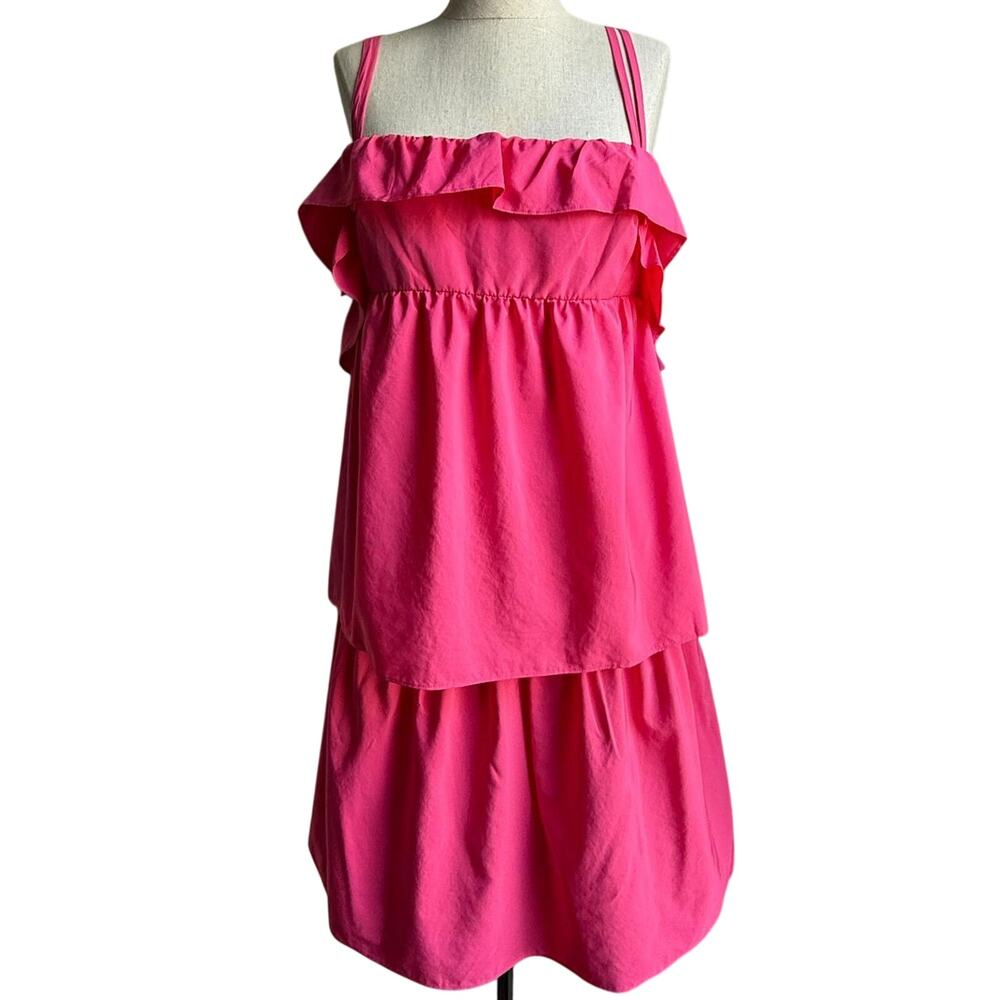 Fiorucci Hot Pink Ruffle Tiered Mini Dress NWT Size 6